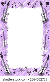White, violet and black guitar frame. Vector illustration.
