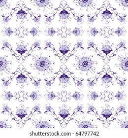 White and violet vintage floral seamless pattern (vector)