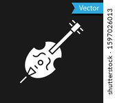 White Violin icon isolated on black background. Musical instrument.  Vector Illustration