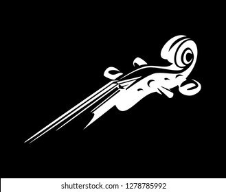 white violin neck on black - classical musical instrument vector design