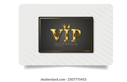 Weiße VIP Club Mitgliedskarte. VIP-Einladung. Weiße Plastikkarte mit Mitgliedskarte. Luxuriöses Vektorgrafik-Design. Gold. Krone. Strass und funkelt. EPS 10