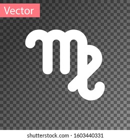 White Virgo zodiac sign icon isolated on transparent background. Astrological horoscope collection.  Vector Illustration