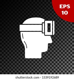 White Virtual reality glasses icon isolated on transparent dark background. Stereoscopic 3d vr mask.  Vector Illustration