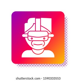 White Virtual reality glasses icon isolated on white background. Stereoscopic 3d vr mask. Square color button. Vector Illustration