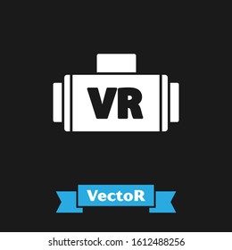 White Virtual reality glasses icon isolated on black background. Stereoscopic 3d vr mask.  Vector Illustration