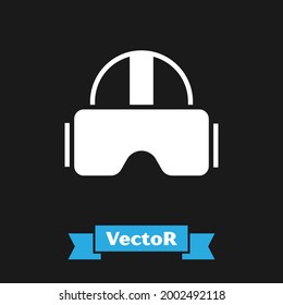 White Virtual reality glasses icon isolated on black background. Stereoscopic 3d vr mask.  Vector Illustration