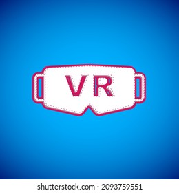 White Virtual Reality Glasses Icon Isolated On Blue Background. Stereoscopic 3d Vr Mask. Optical Head Mounted Display.  Vector