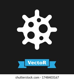 White Virus icon isolated on black background. Corona virus 2019-nCoV. Bacteria and germs, cell cancer, microbe, fungi.  Vector