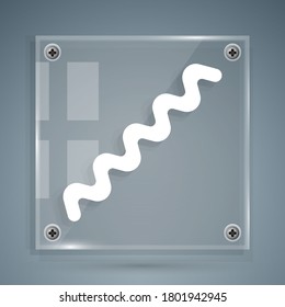 White Virus icon isolated on grey background. Corona virus 2019-nCoV. Bacteria and germs, cell cancer, microbe, fungi. Square glass panels. Vector Illustration