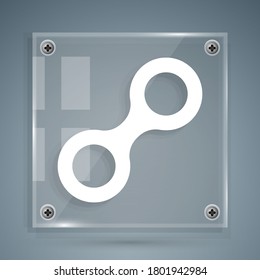 White Virus icon isolated on grey background. Corona virus 2019-nCoV. Bacteria and germs, cell cancer, microbe, fungi. Square glass panels. Vector Illustration