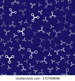 White Virus icon isolated seamless pattern on blue background. Corona virus 2019-nCoV. Bacteria and germs, cell cancer, microbe, fungi.  Vector Illustration