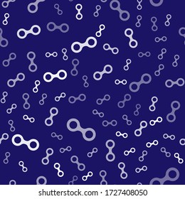 White Virus icon isolated seamless pattern on blue background. Corona virus 2019-nCoV. Bacteria and germs, cell cancer, microbe, fungi.  Vector Illustration