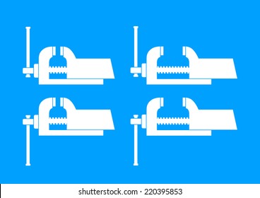 White vise icons on blue background