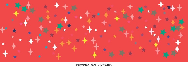 White Vivid Green Sea Turquoise Lavender Multicolor Stars Sky Background. Yellow Indigo Pastel Colorful Chaotic Pink Bright Stars Pattern. Print Orange Red Vibrant Violet Azure Blue Illustration.