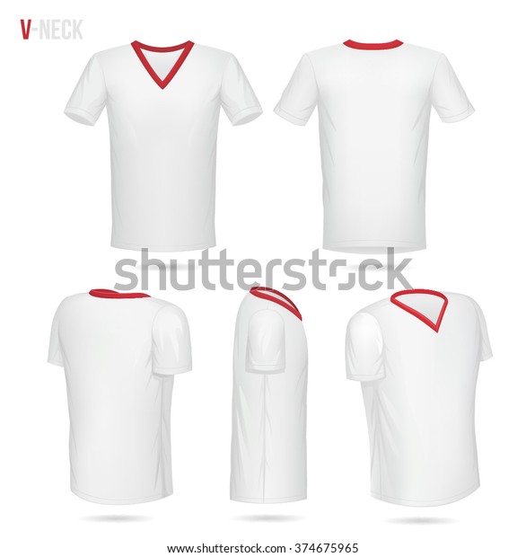 white t shirt with red collar