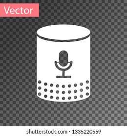 White Voice assistant icon isolated on transparent background. Voice control user interface smart speaker. Vector Illustration