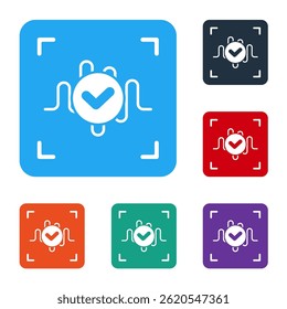 White Voice recognition icon isolated on white background. Voice biometric access authentication for personal identity recognition. Cyber security. Set icons in color square buttons. Vector