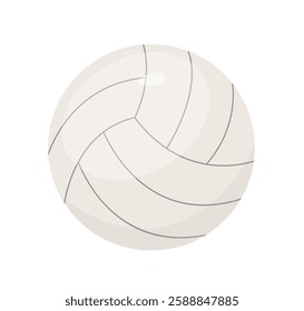 White volleyball ball with curved panel design and subtle shading on a plain white background. Perfect for sports-related designs and concepts. Vector illustration