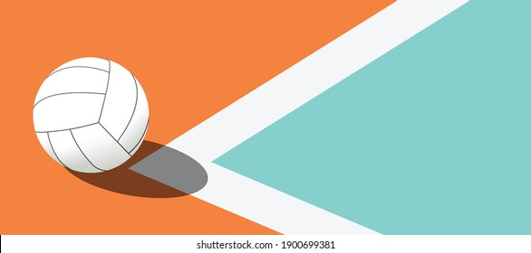 white volleyball ball outside the line