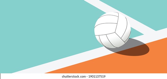 white volleyball ball outside the line