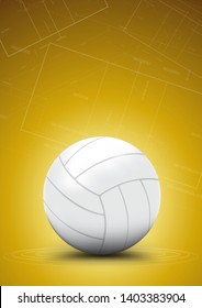 White volleyball with yellow background