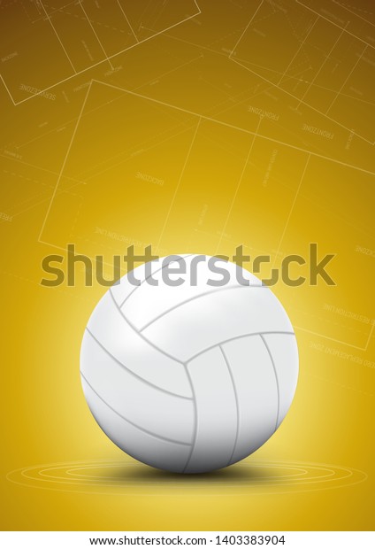 White Volleyball Yellow Background Stock Vector (Royalty Free ...