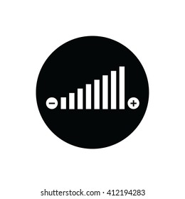 White volume adjustment vector icon. 