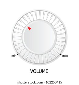 white volume knob vector illustration on white background