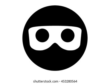 the white vr glasses in black circle on white background vector
