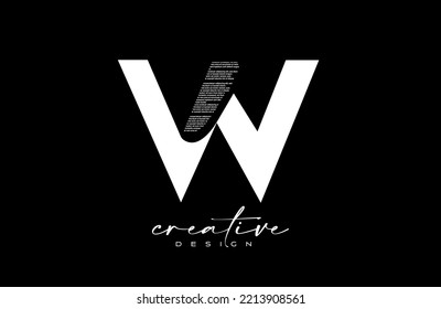 White W Letter Logo Design with Creative letter w made of Black text font Texture Vector. Graphic Icon W Letter Logo illustration.