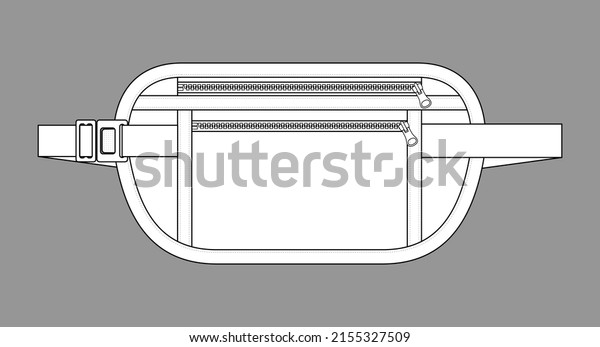 White Waist Tools Bag With Zipper Template On Gray\
Background, Vector File
