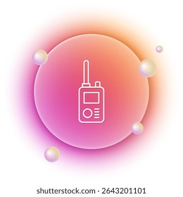 White Walkie talkie icon isolated on white background. Portable radio transmitter icon. Radio transceiver sign. Orange and pink gradient circle background. Vector