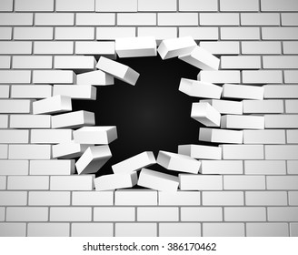 A white wall being smashed or breaking apart