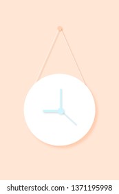 White wall Clock on soft orange wall background vector