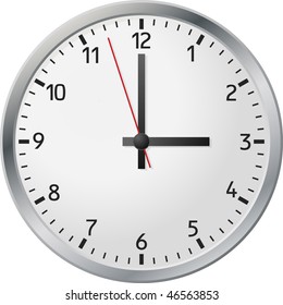 White wall clock.  Vector illustration.