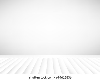 White wall and floor, empty room interior, background vector