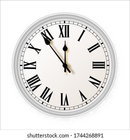 White wall office clock icon set. Design template closeup in vector. Mockup for branding and advertising isolated on white background. Vector illusration EPS 10