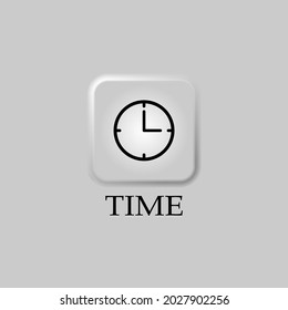 Icono del reloj de la oficina de la pared blanca. Iconos de hora y reloj. Ui vectorial móvil. Interfaz de usuario en blanco para UX de interfaz de usuario neumórfica. Neumorfismo.
