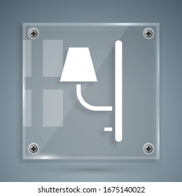 White Wall sconce icon isolated on grey background. Wall lamp light. Square glass panels. Vector Illustration