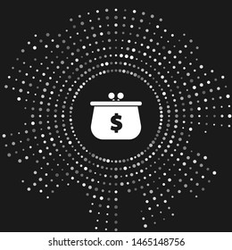 White Wallet with with dollar symbol icon isolated on grey background. Purse icon. Cash savings symbol. Abstract circle random dots. Vector Illustration
