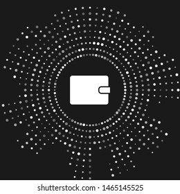 White Wallet icon isolated on grey background. Purse icon. Cash savings symbol.  Abstract circle random dots. Vector Illustration