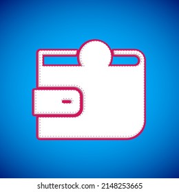 Weiße Brieftasche Symbol einzeln auf blauem Hintergrund. Purse-Symbol. Sparsymbol für Bargeld.  Vektorgrafik