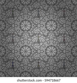 White wallpaper on texture background. Damask seamless repeating background. White floral ornament in baroque style. White doodles elements. Vector illustration.