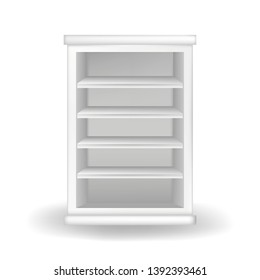 White wardrobe or bookcase. Realistic vector illustration with shadow on white background.