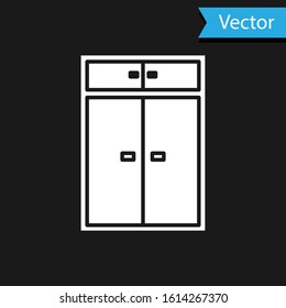 White Wardrobe icon isolated on black background.  Vector Illustration