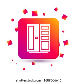 Icono del armario blanco aislado en fondo blanco. Botón Color cuadrado. Ilustración vectorial