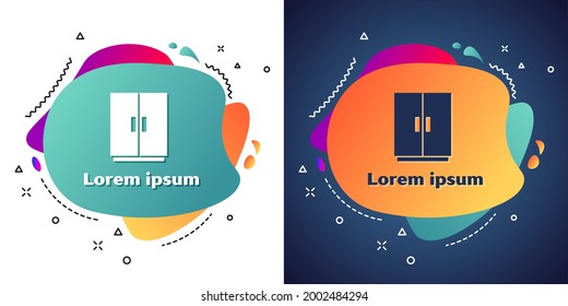 White Wardrobe icon isolated on white and blue background. Abstract banner with liquid shapes. Vector