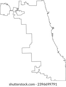 White wards flat vector administrative map of the CHICAGO CITY COUNCIL, ILLINOIS with no border lines