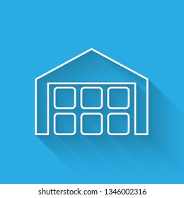 White Warehouse icon isolated with long shadow. Vector Illustration