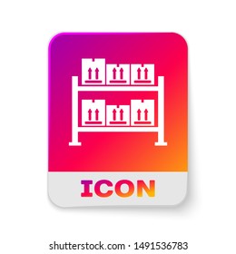 White Warehouse icon isolated on white background. Rectangle color button. Vector Illustration